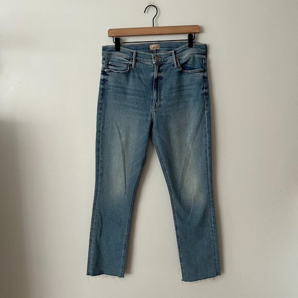 MOTHER The Mid Rise Dazzler Ankle Fray Jeans Riding The Cliffside Women Size 32 - Picture 1 of 11